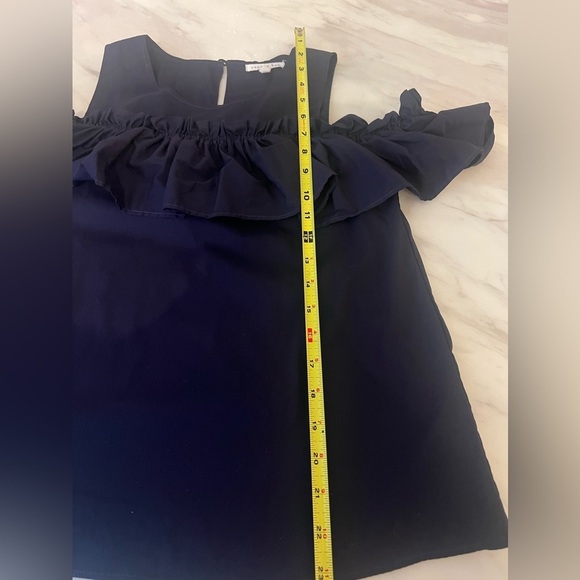 Copper Key Women’s Size S Navy Ruffle Off/Cold-Shoulder Top Flowy Versatile - Picture 8 of 8